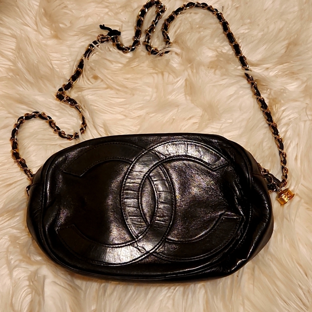 Vintage Chanel Tassel Lamb Skin Oval Camera Bag